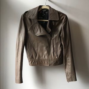 Paul Smith Black Label Grey Leather Moto Jacket